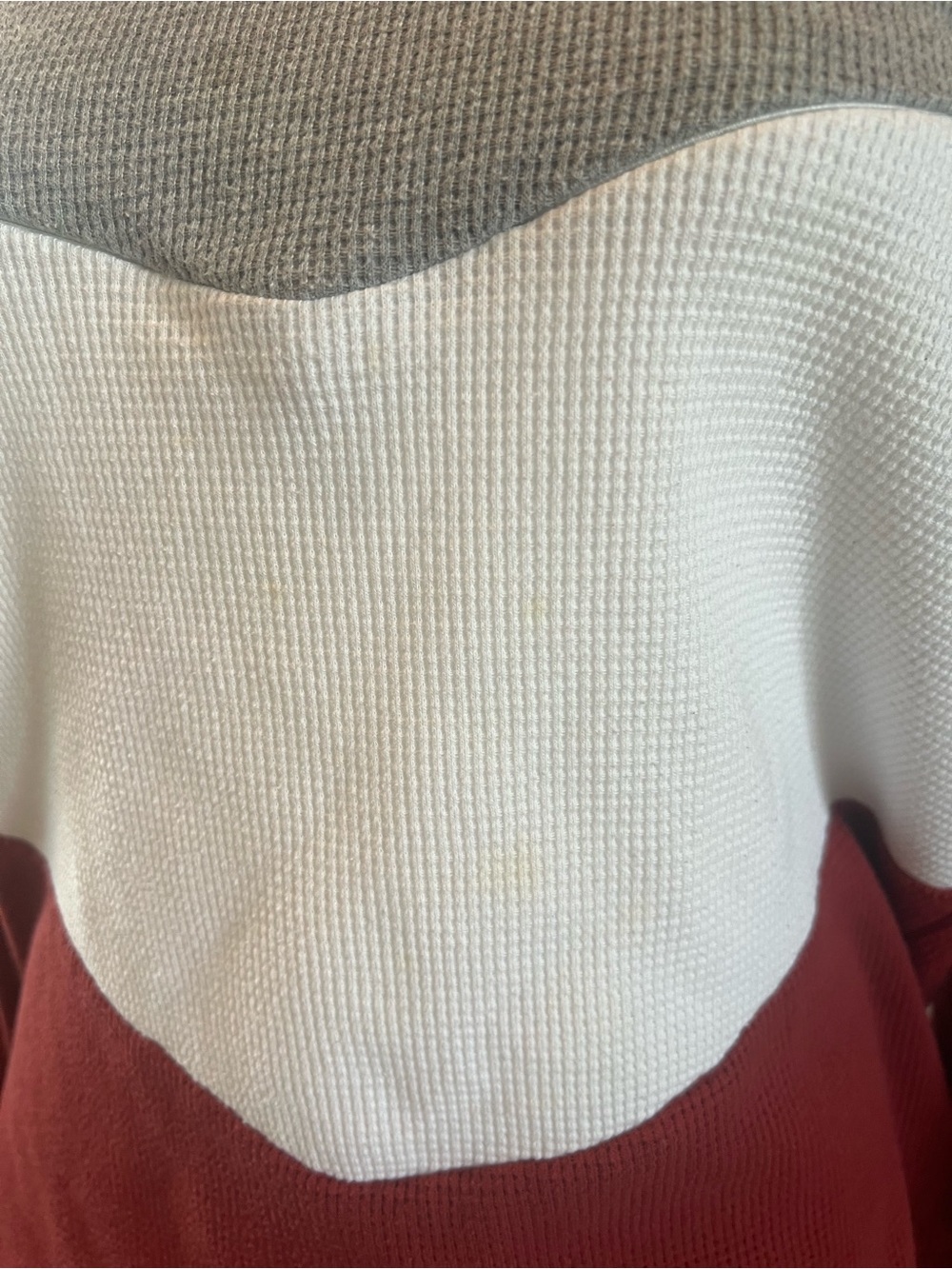 Women’s Colorblock Breastfeeding Waffle-Knit Sweater - Gray, White & Burgundy - Picture 8 of 9